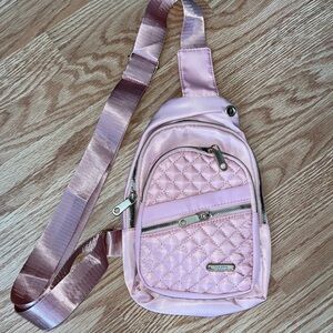 NEW Pink Quilted Women's Crossbody Bag with multiple pockets